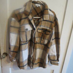 Urban Daisy Women's Size L  Button Shirt Brown & Beige Plaid